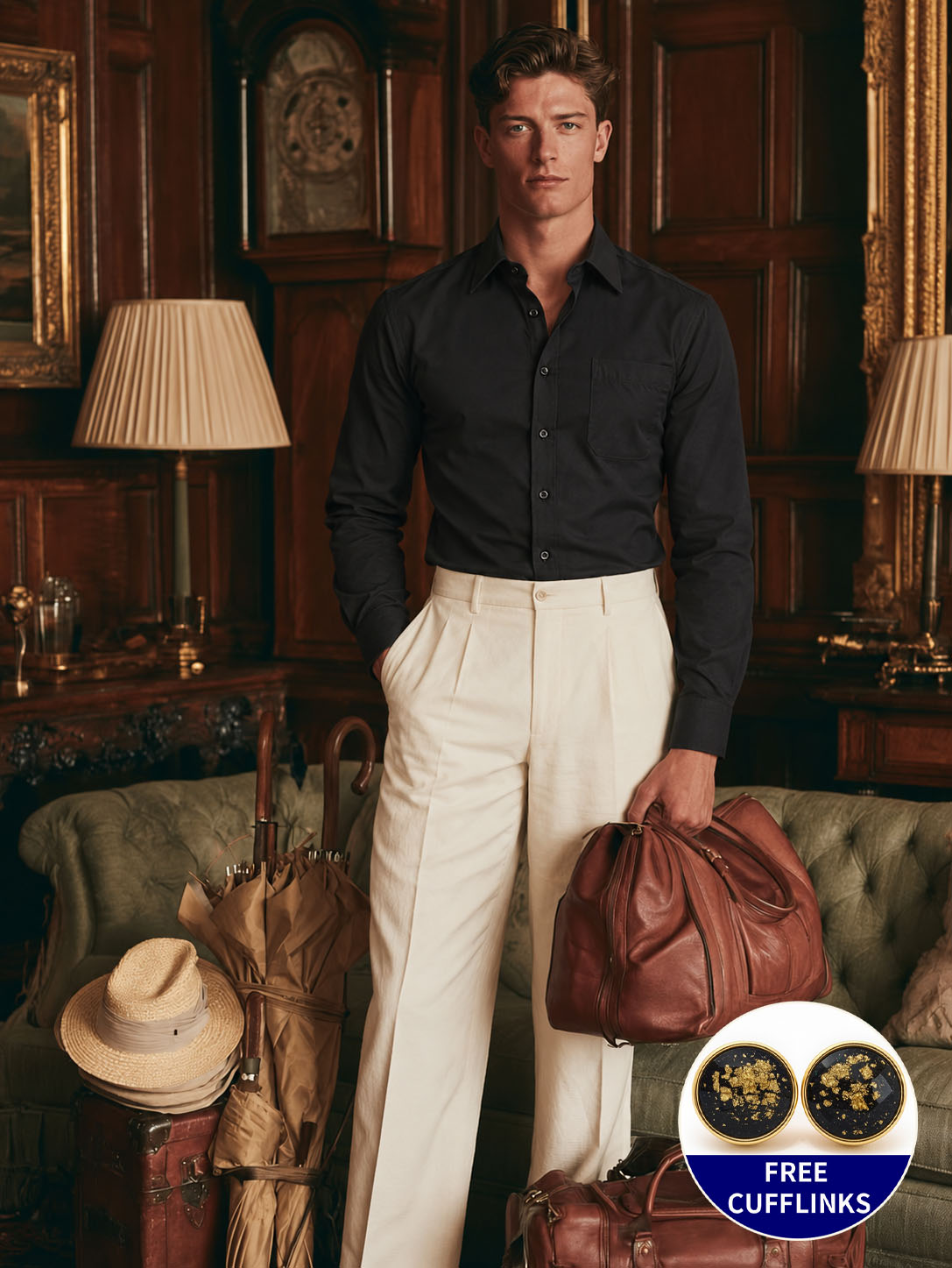 Men's Classic French Cuff Dress Shirt - Elegant Business Formal - Free Cufflinks Included photo 7