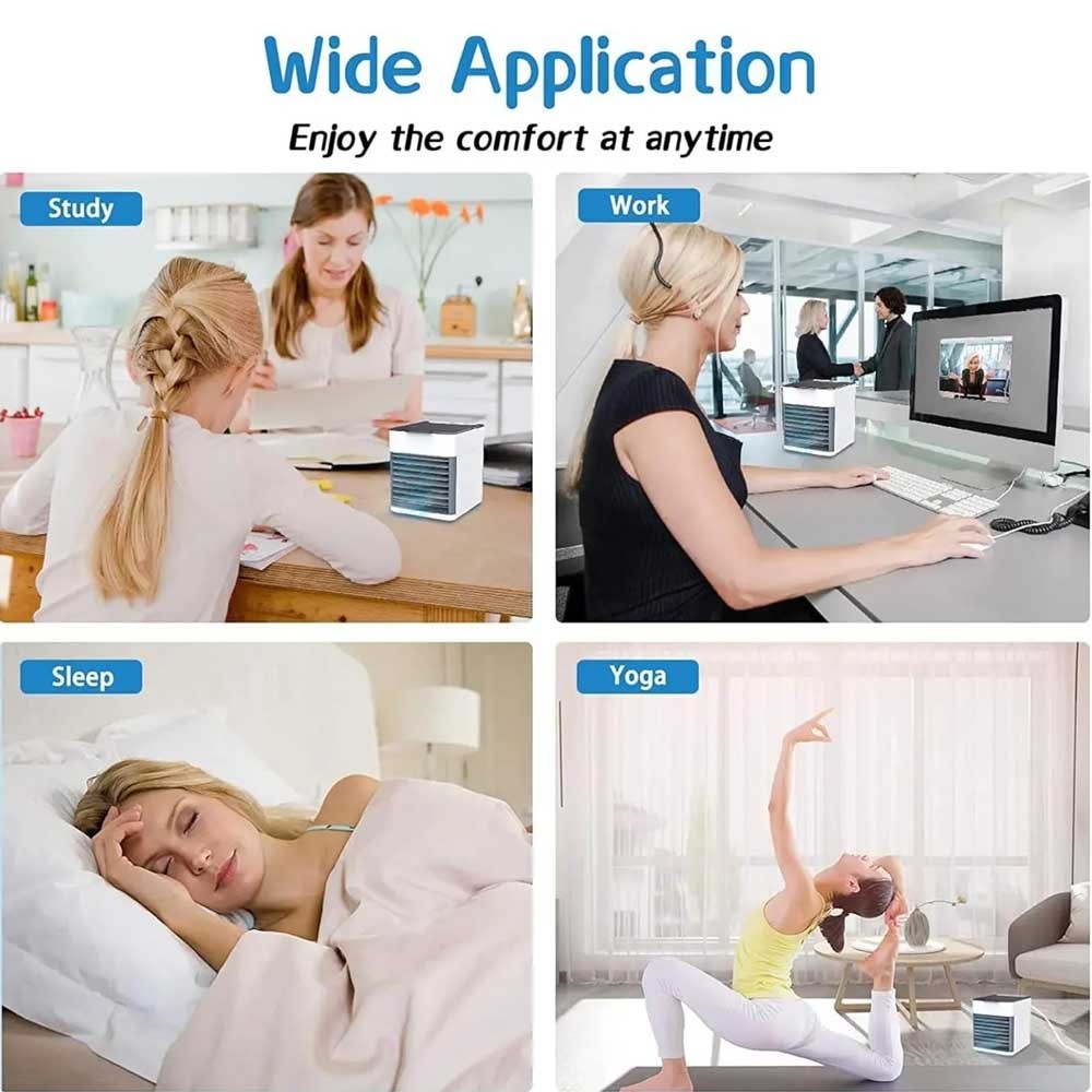 Desktop Air Cooler Fan Air Conditioner Cooling Humidifier USB Fan Night Light photo 5
