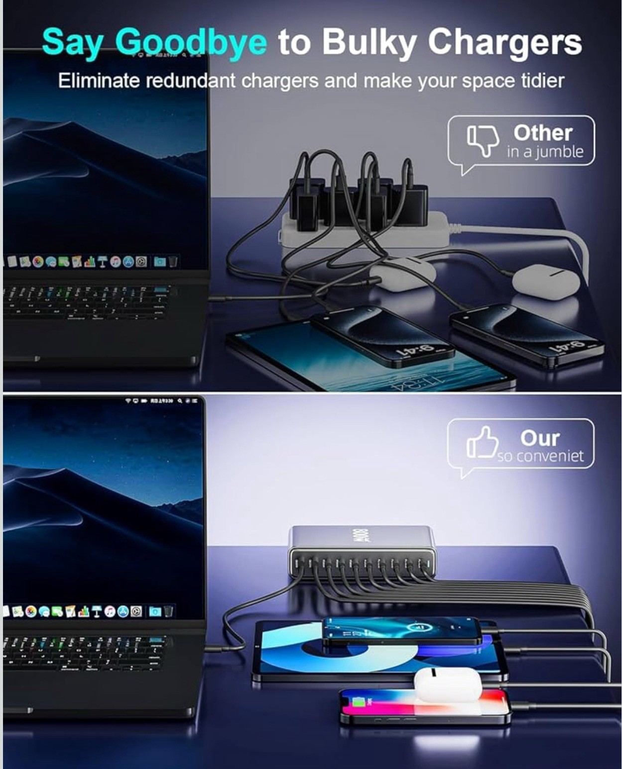 GaN1000W 10Ports Fast Charging Station USB&Type-C For  Laptops  MacBook photo 6