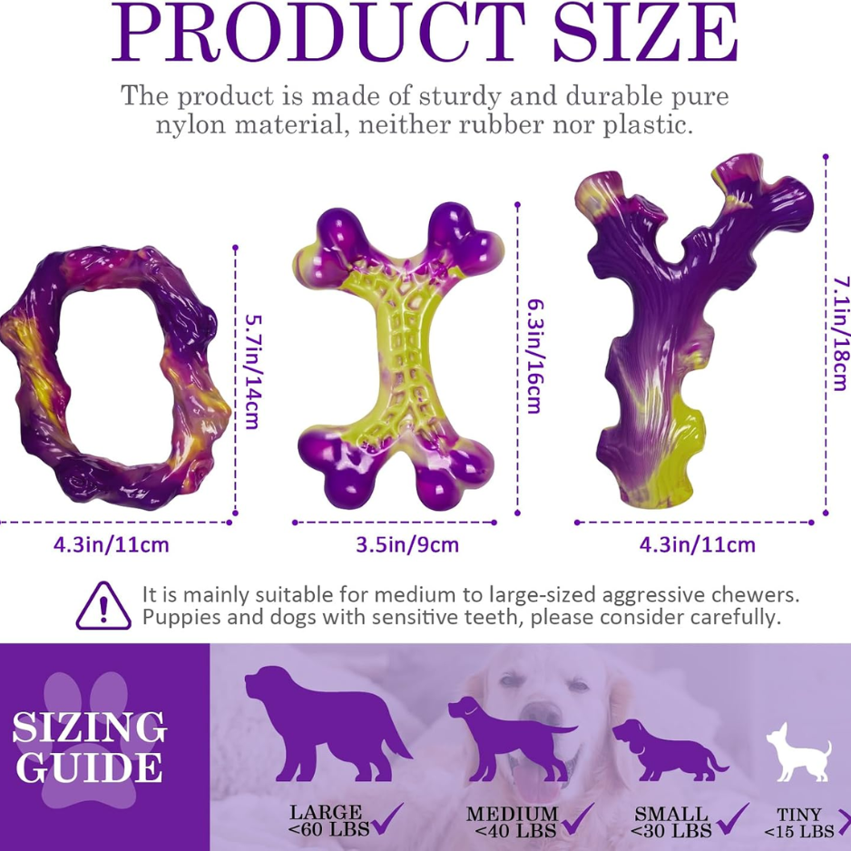 Tough Dog Toys For Aggressive Chewers 3 Pack, Indestructible Dog Toys For Large Dogs, Dog Chew Toys, Aggressive Chew Toys To Keep Them Busy photo 2