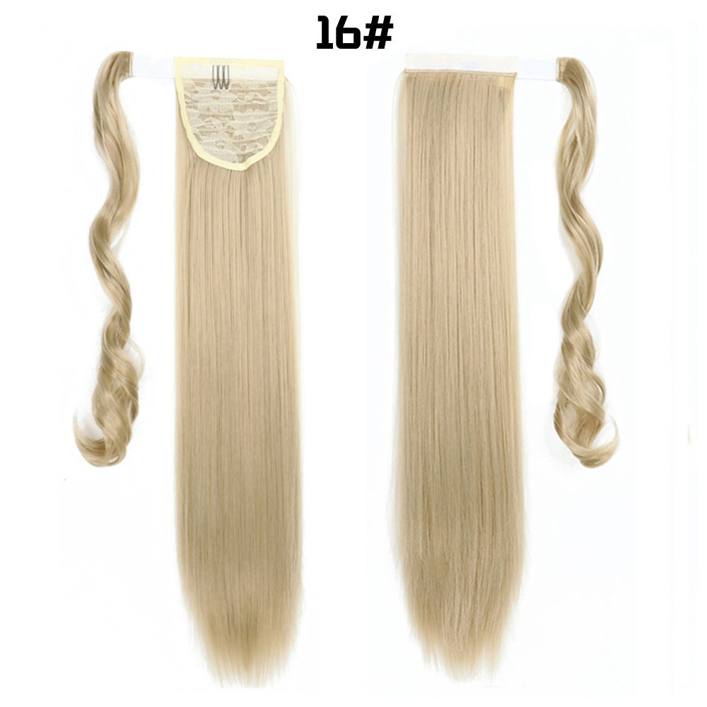 European And American Long Straight Hair Velcro Ponytail photo 5
