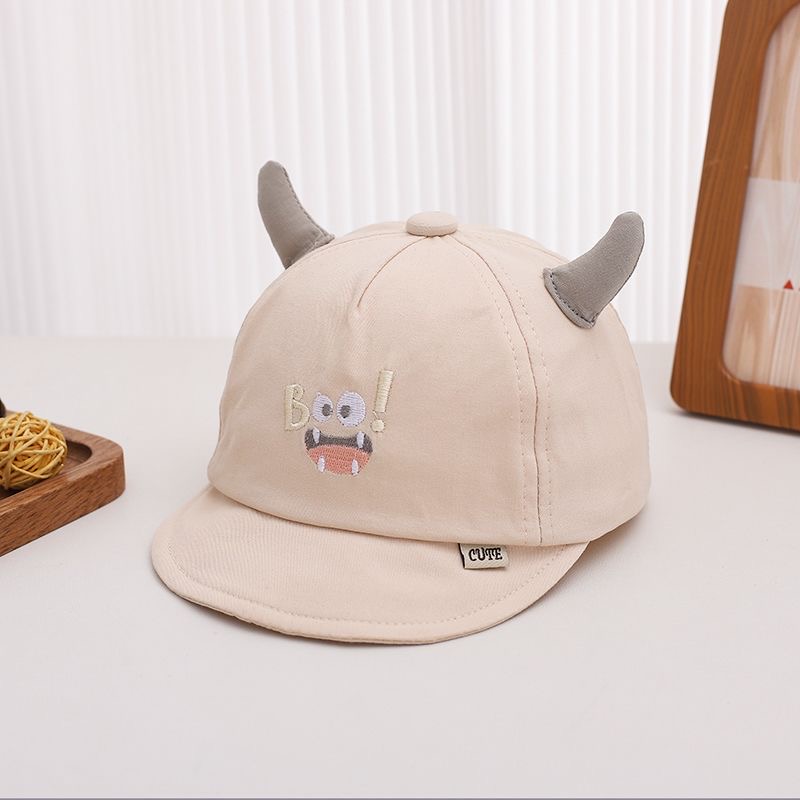 Summer Baby 3D Horned Monster Boo Monster Cute Expression Embroidered Soft Cute Kids' Style Baseball Cap Suitable For Daily Use photo 1