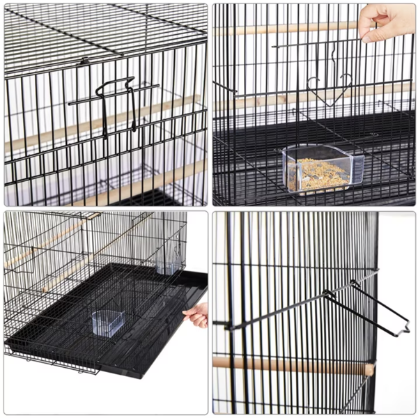 30.5inch Metal Cage With Wood Perches For Small Birds, Black photo 3
