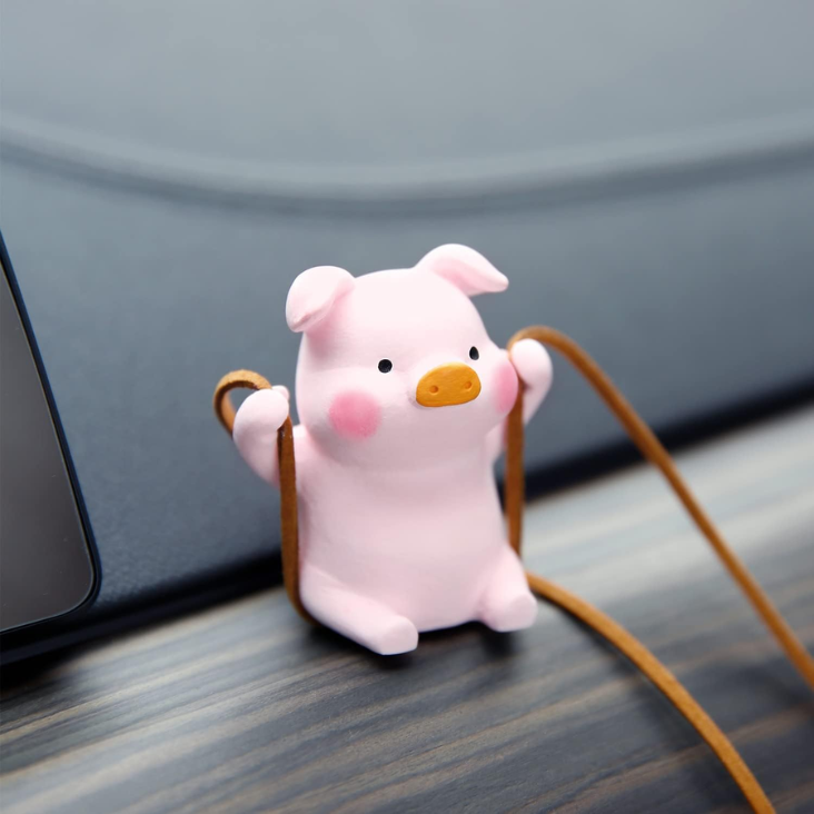 Super Cute Swinging Pig Car Mirror Hanging Ornament Car Interior Accessories Pig photo 6