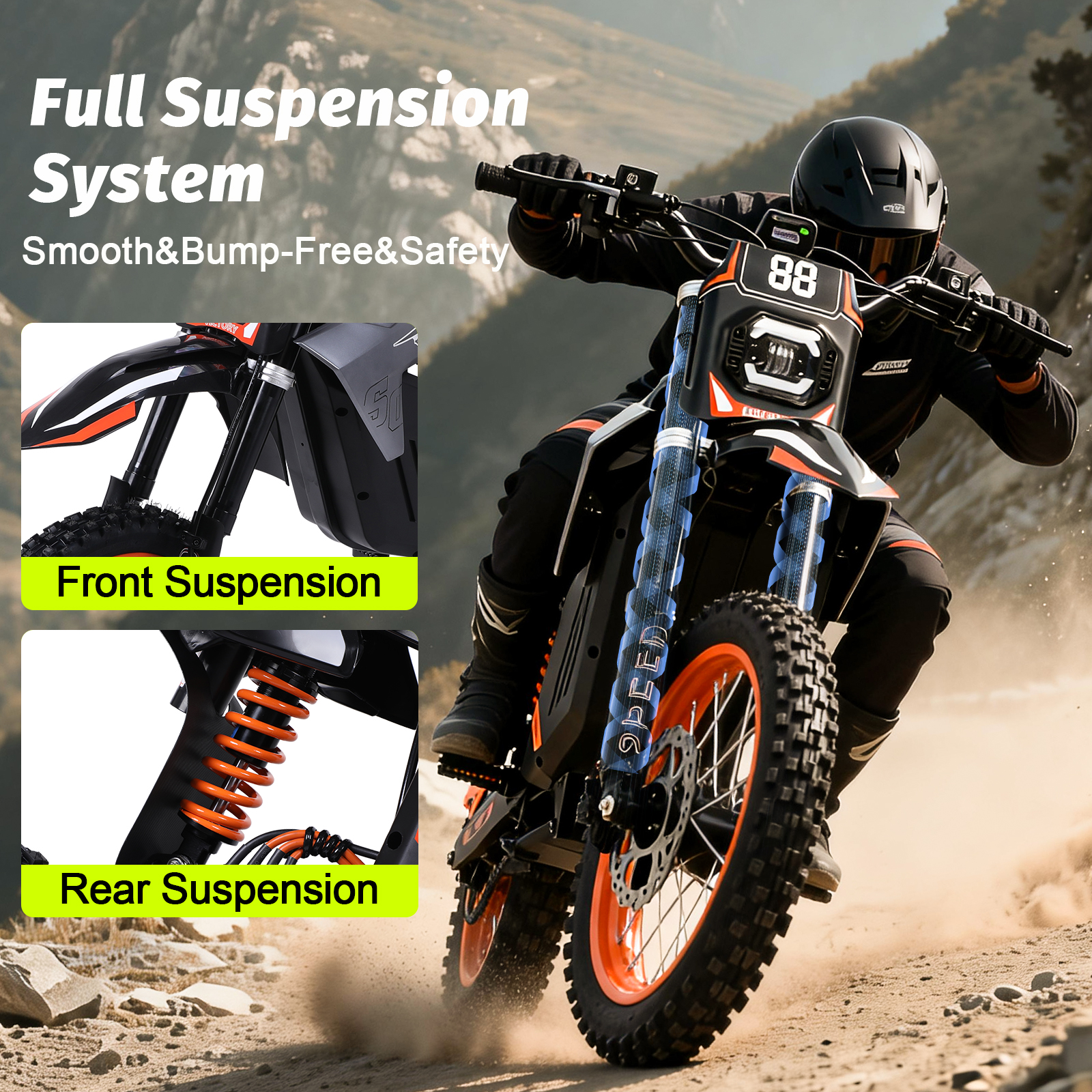 Y88 14 Inches Wheel Off Road Eletric Motorcycle With 3000W Power Motor photo 8