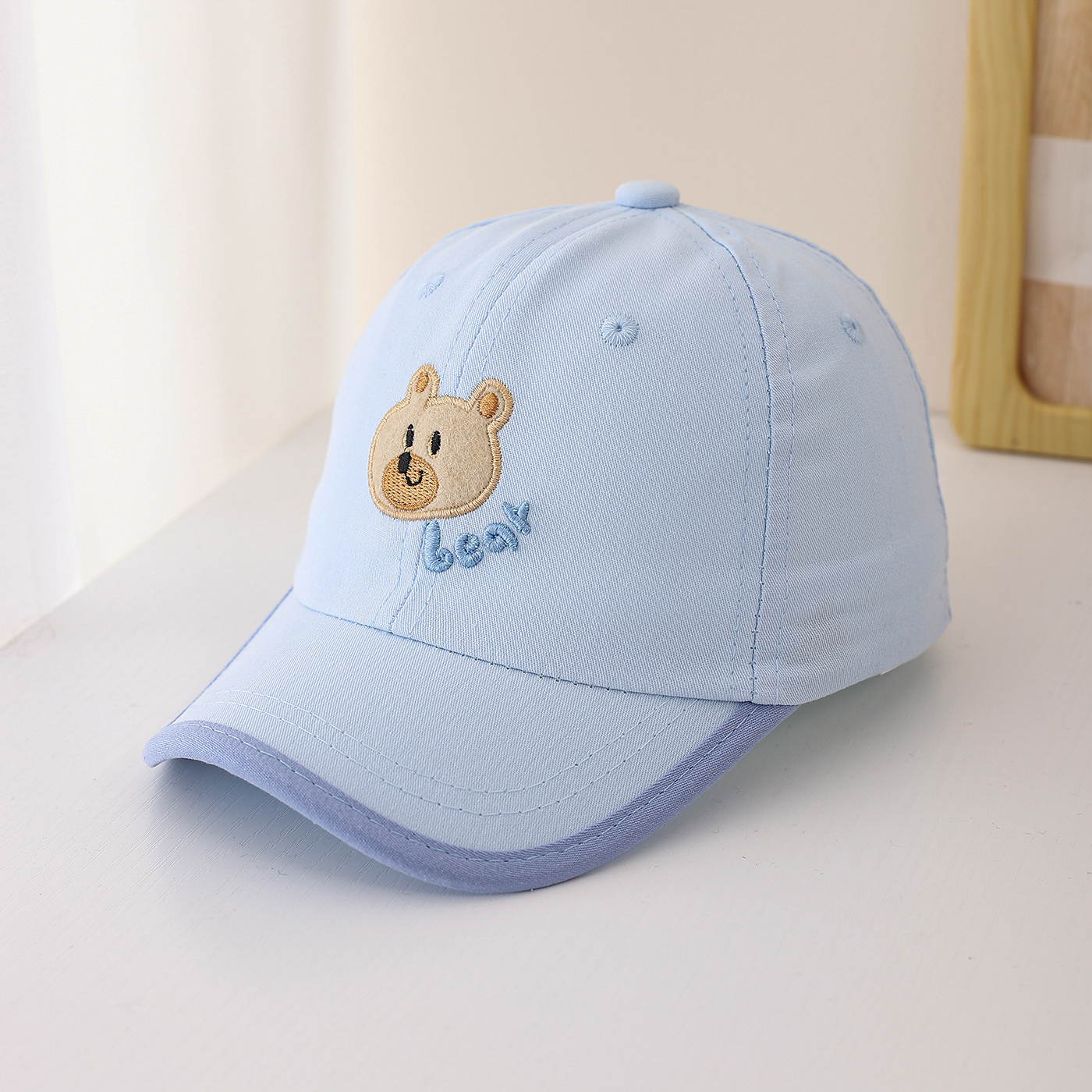 Children's Multi-color Edge-stitching Cartoon Bear Letter Embroidery Adjustable Cute And Versatile Baseball Cap Suitable For Going Out For Shopping photo 4