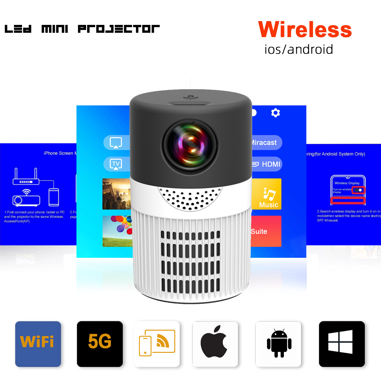 JHT400 Mini Portable Home Projector - Smart Wireless Micro Projector photo 3