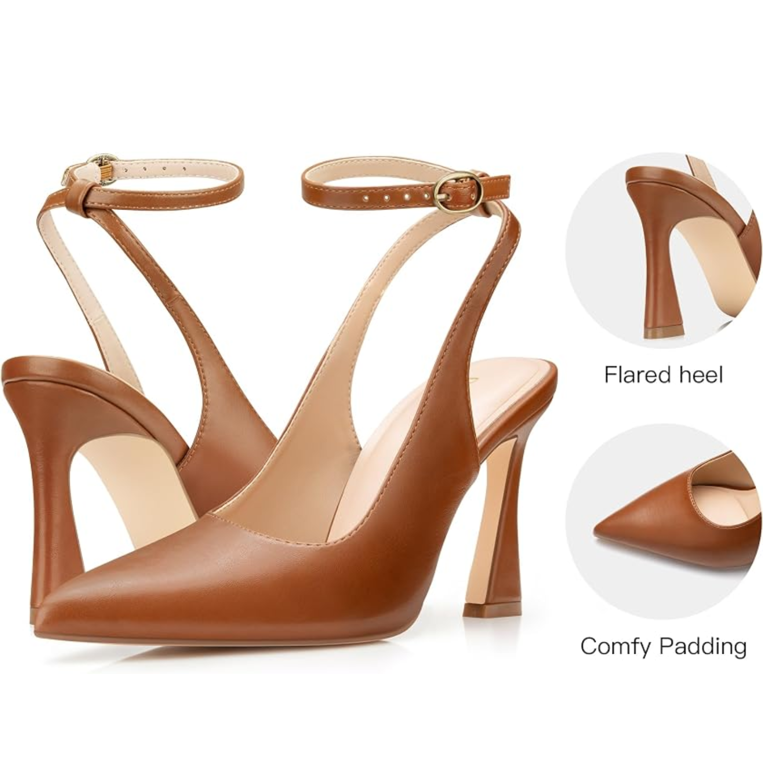 Womens Pointed Closed Toe Heels Stiletto Slingback High Heel For Women Dressy Pumps For Wedding And Office Work Or Going Out photo 5