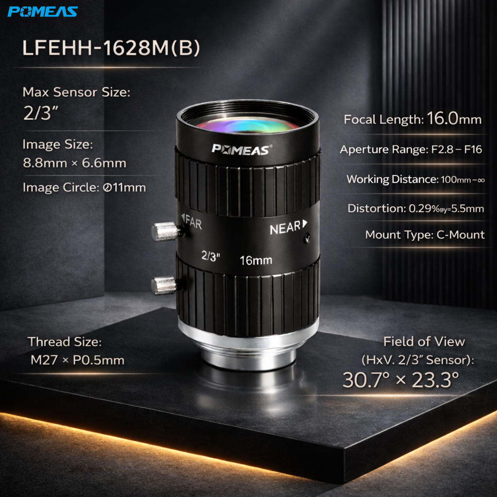 LFEHH-1628M 16mm F2.8 10MP Fixed Focal Length Machine Vision Lens For 2    3 Inch Industrial Cameras photo 3