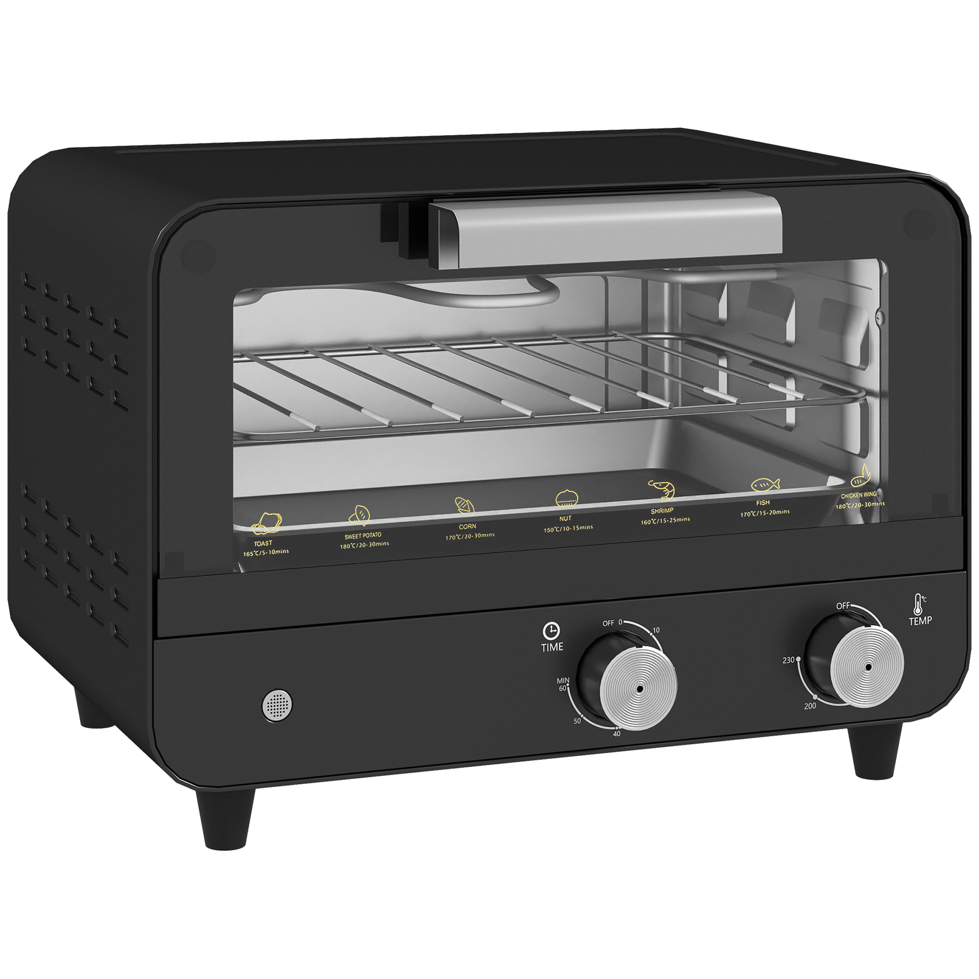 Small Toaster Oven, 12L Multifunction Mini Countertop Oven With Glass Door, Adjustable Temperature And Timer, Black photo 4