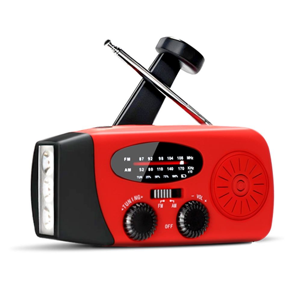 Red Solar Radio 2000mAh Plastic Full Band Radio With USB Port & Built-in Speaker photo 6