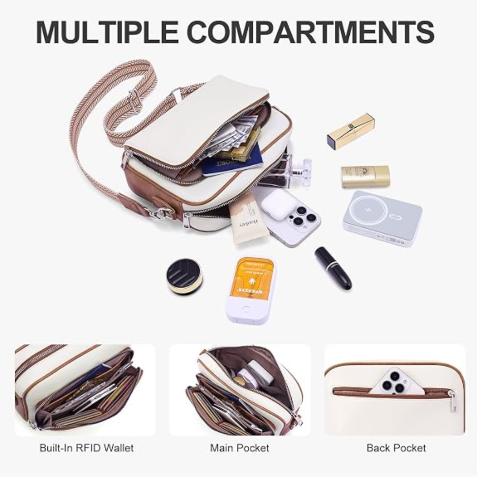 Crossbody Purses For Women Vegan Leather Travel Anti Theft Bags Guitar Strap Shoulder Purse With Built In Wallet photo 6