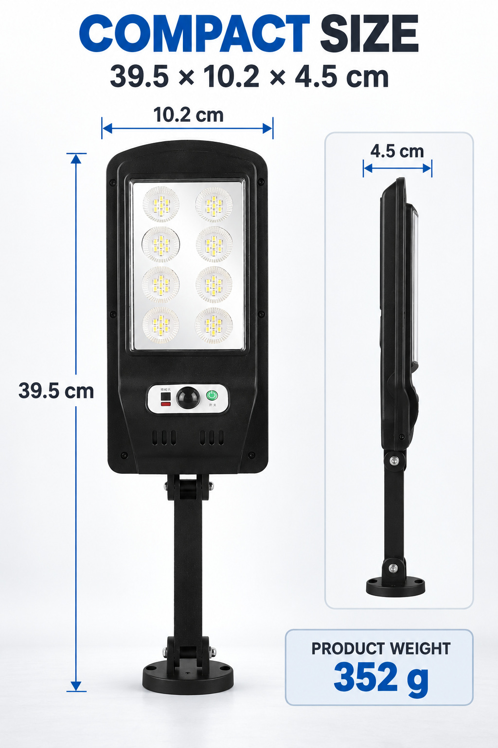 Solar Powered Rechargeable Motion Sensor Waterproof LED Work Light 20W 1500mAh For W755 8 IP65 photo 6