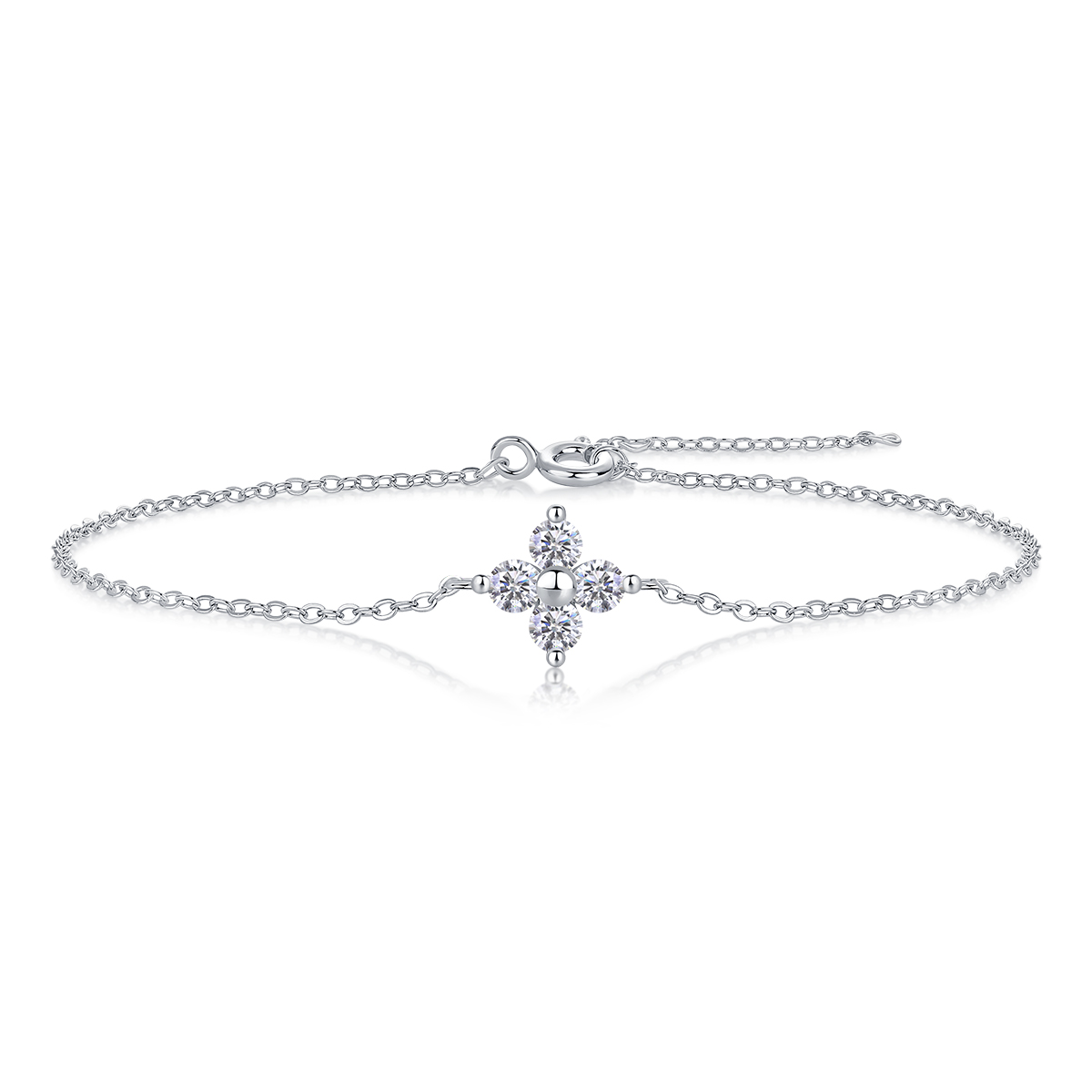 S925 Silver 1.6g Cross Moissanite Bracelet, 4x3mm D VVS1, 16&5cm Adjustable, GRA Certified photo 1