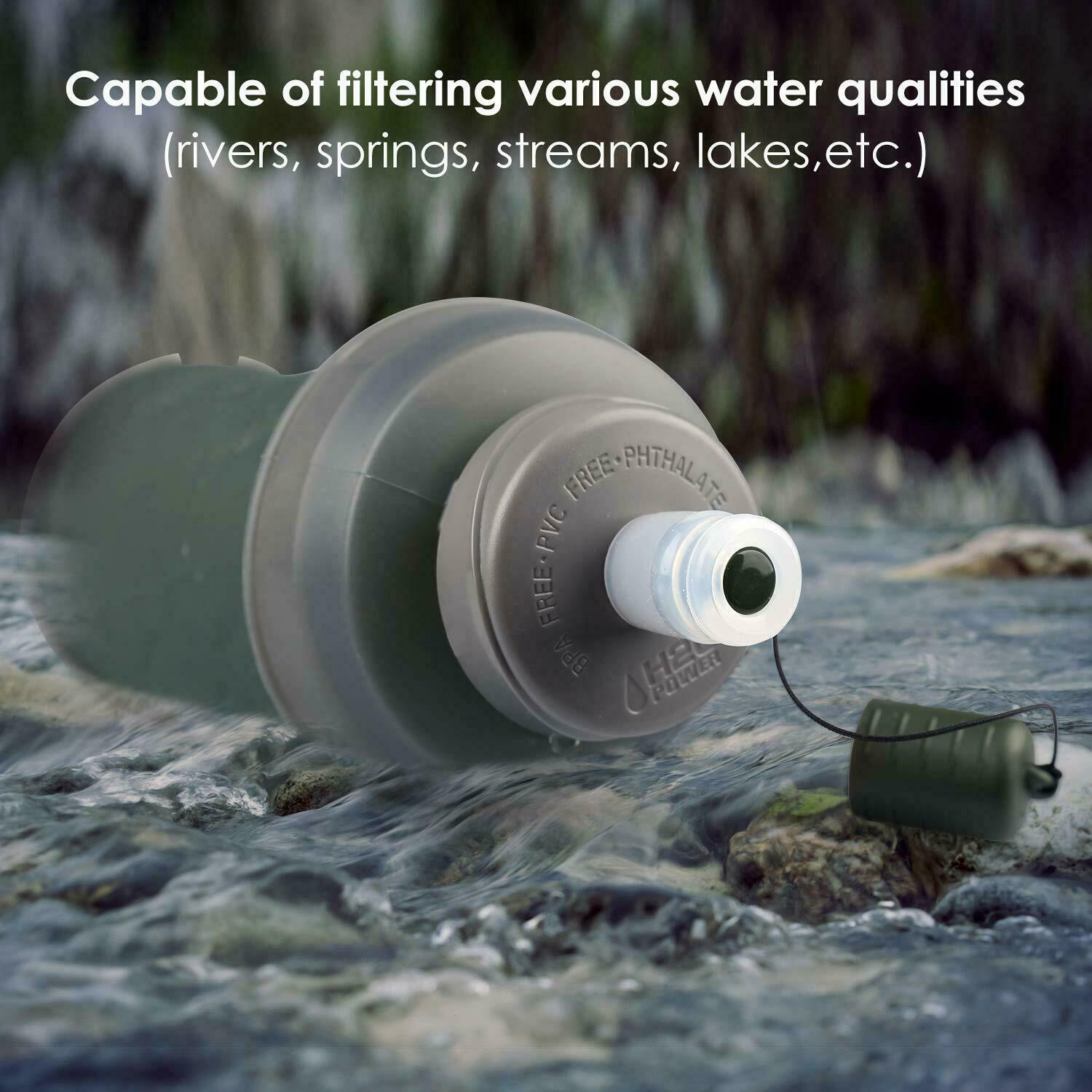 26Oz Collapsible Filter Bottle Water Filtering 2-Stage BPA Free Foldable Hiking photo 3