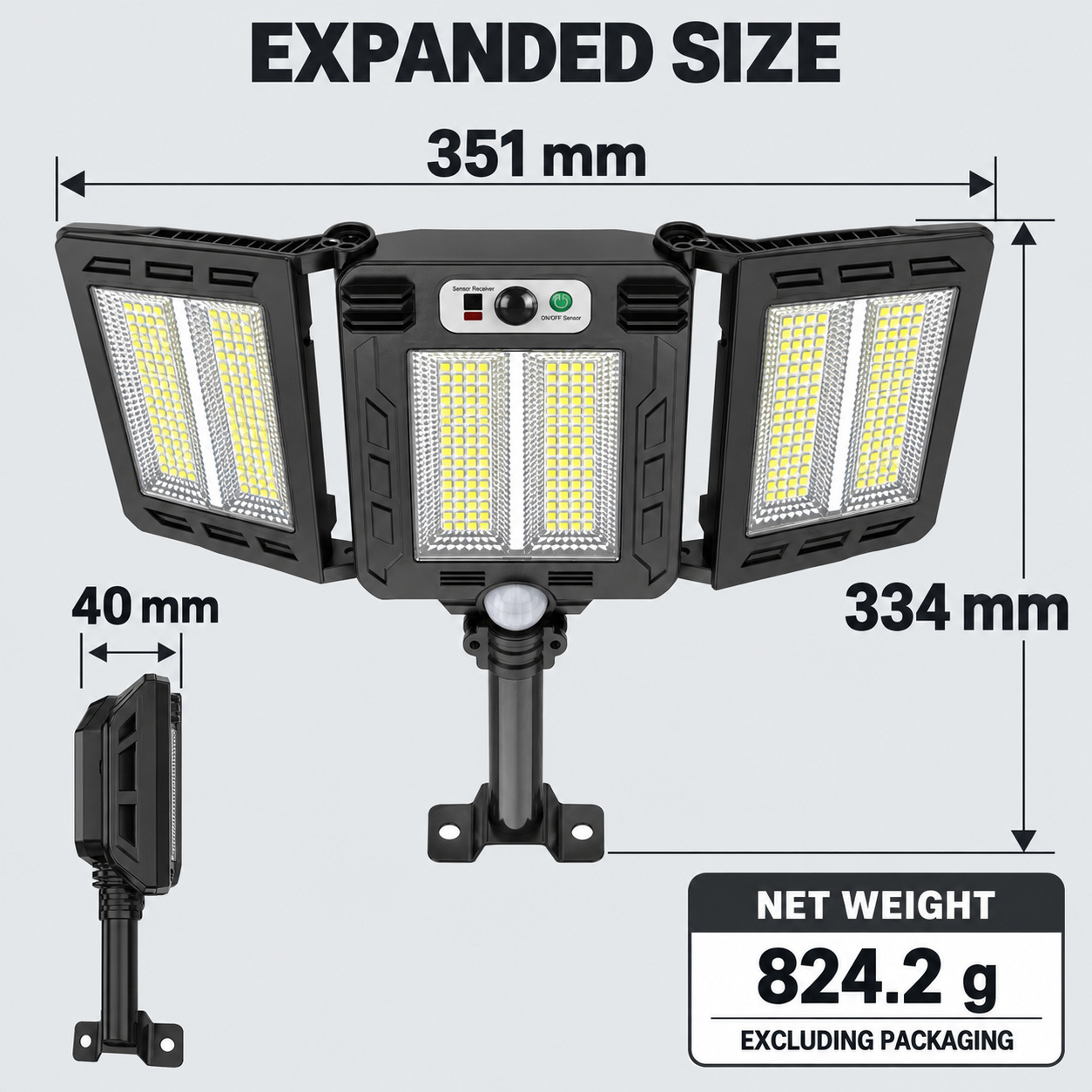 Solar Powered Rechargeable Motion Sensor LED Work Light 3000mAh For Auto W785 2 Battery Street photo 8