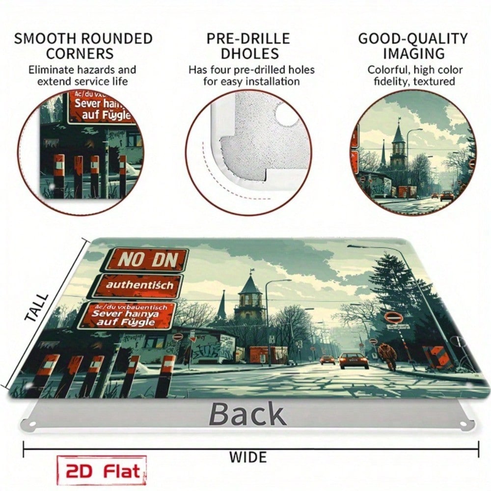 Retro Metal Sign Vintage Road Cars 2D Flat, Street Graffiti Tin Decor 8x12 photo 8