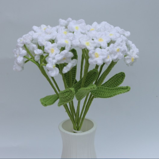 Handmade Crochet Forgetmenot  Hydrangea Yarn Flowers Finished Knitted Artificial Flowers Gift For Birthday  All Festivals photo 5