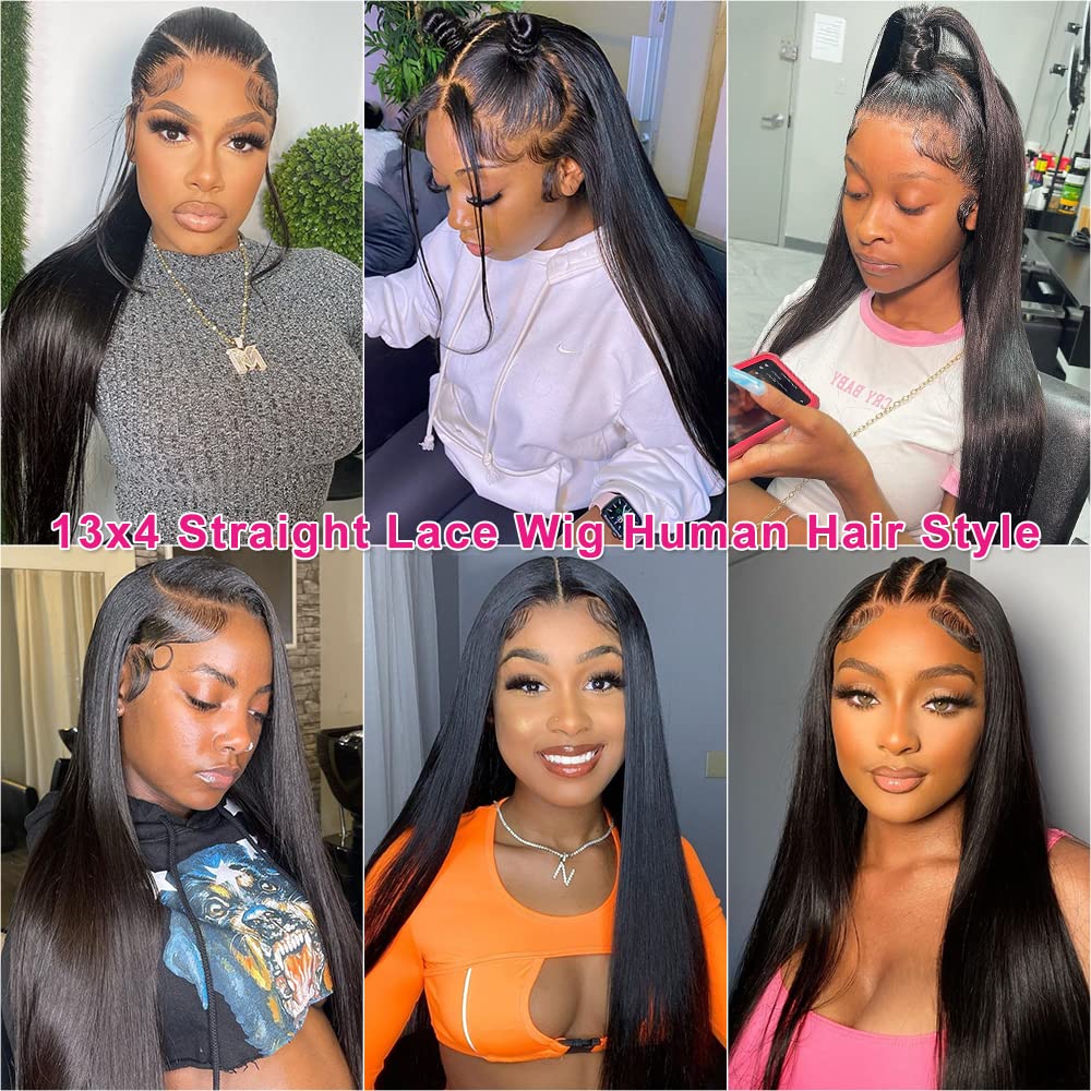 13x4 Straight Human Hair Lace Front Wig, Natural Color, Density photo 5
