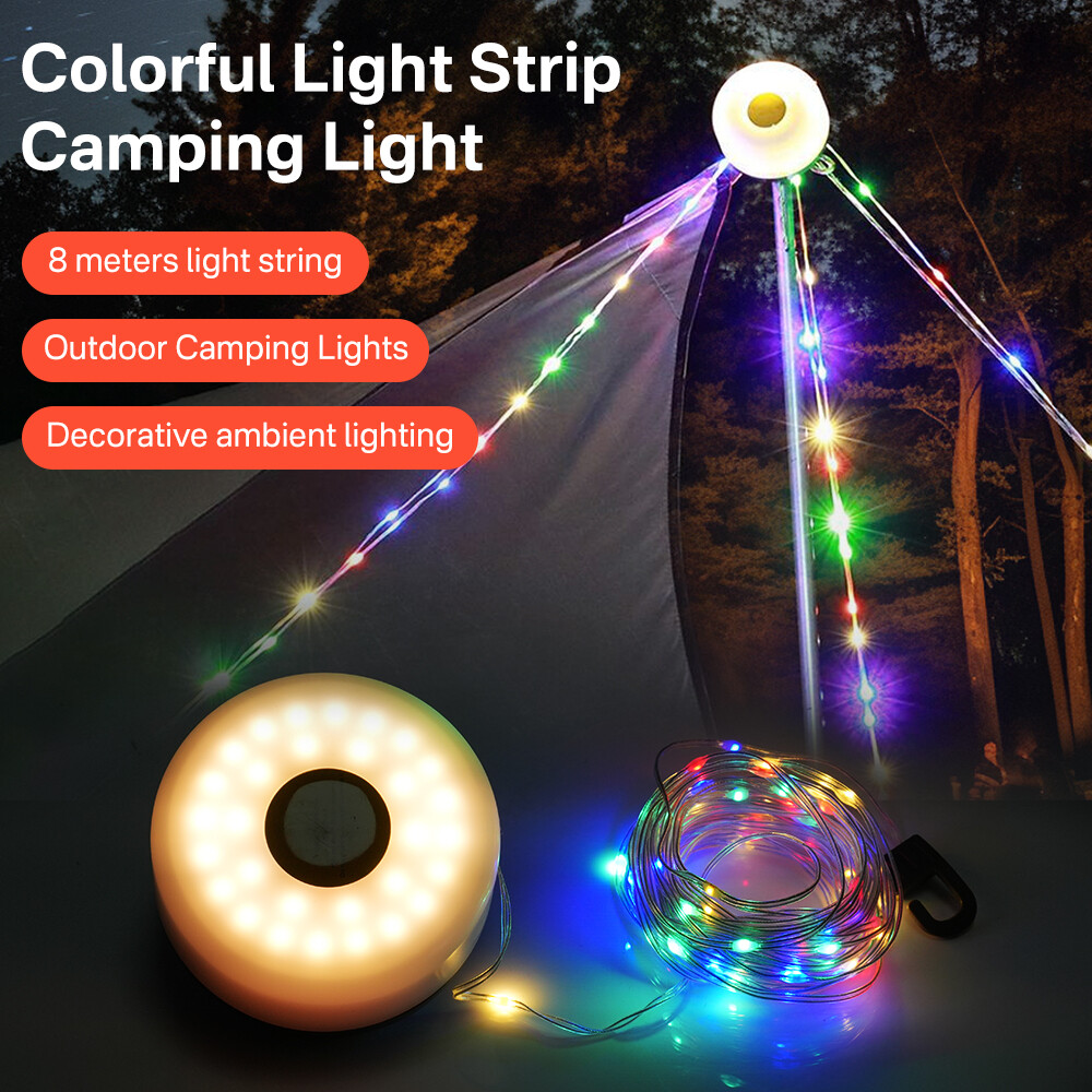 8m Outdoor Portable Waterproof Camping String Lights Stowable String Light photo 8