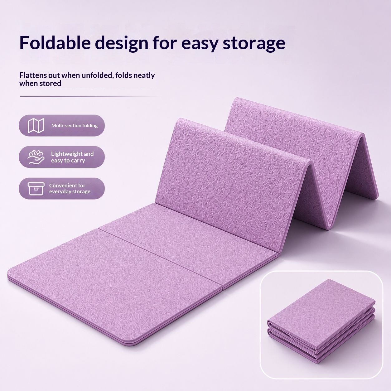 Foldable Yoga Mat, Portable, Non-Slip, Home Fitness Mat, Shock-Absorbing, Silent, Student Dormitory, Can Be Used For Sleeping, Thickened Mat photo 2