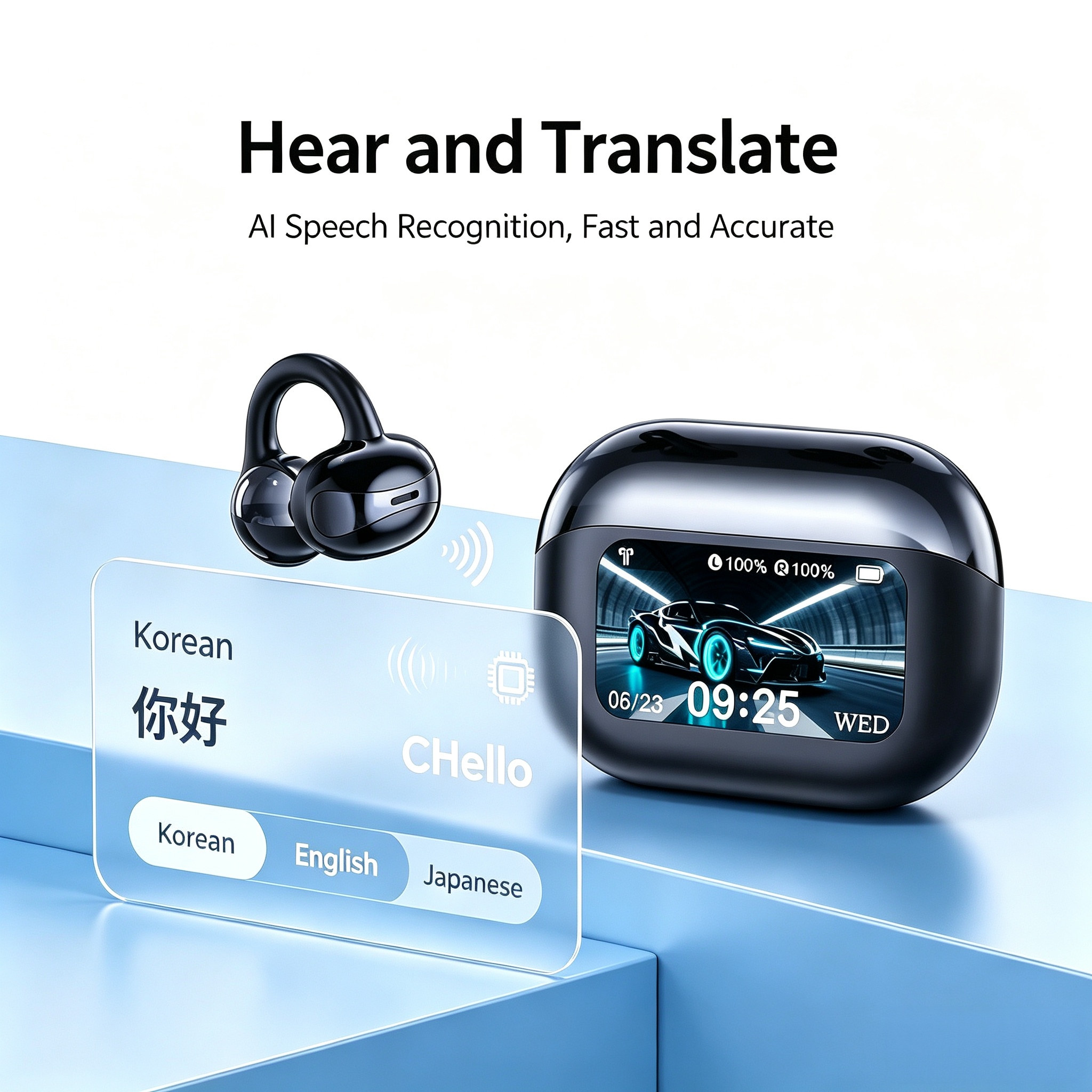 KP-112 Best-selling Wireless Bluetooth Ear-Clip Headphones AI Translation Music Gaming Low Latency In Stock photo 5