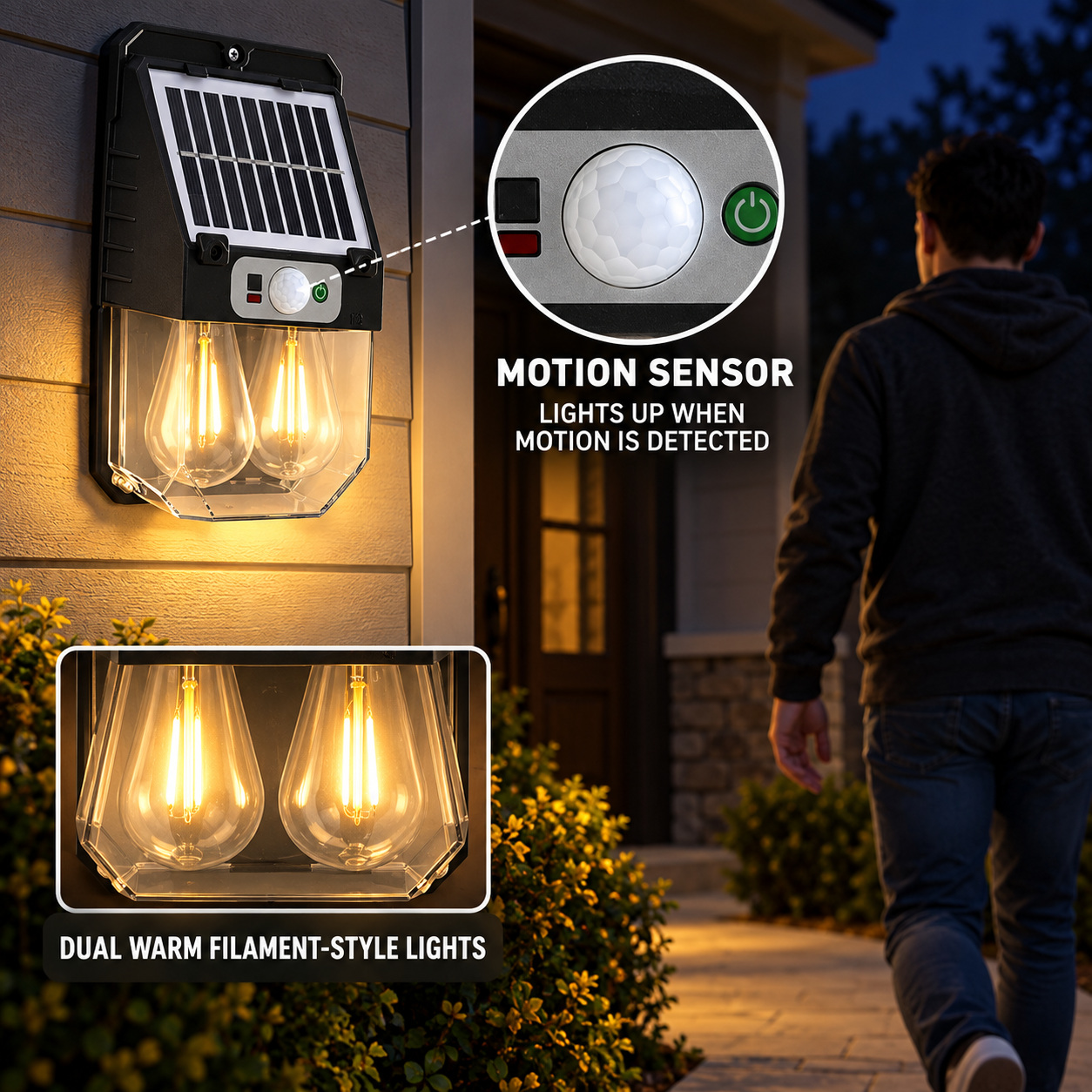 Solar Powered Rechargeable Motion Sensor LED Work Light 1200mAh For Auto W7116 2 0 8W photo 4