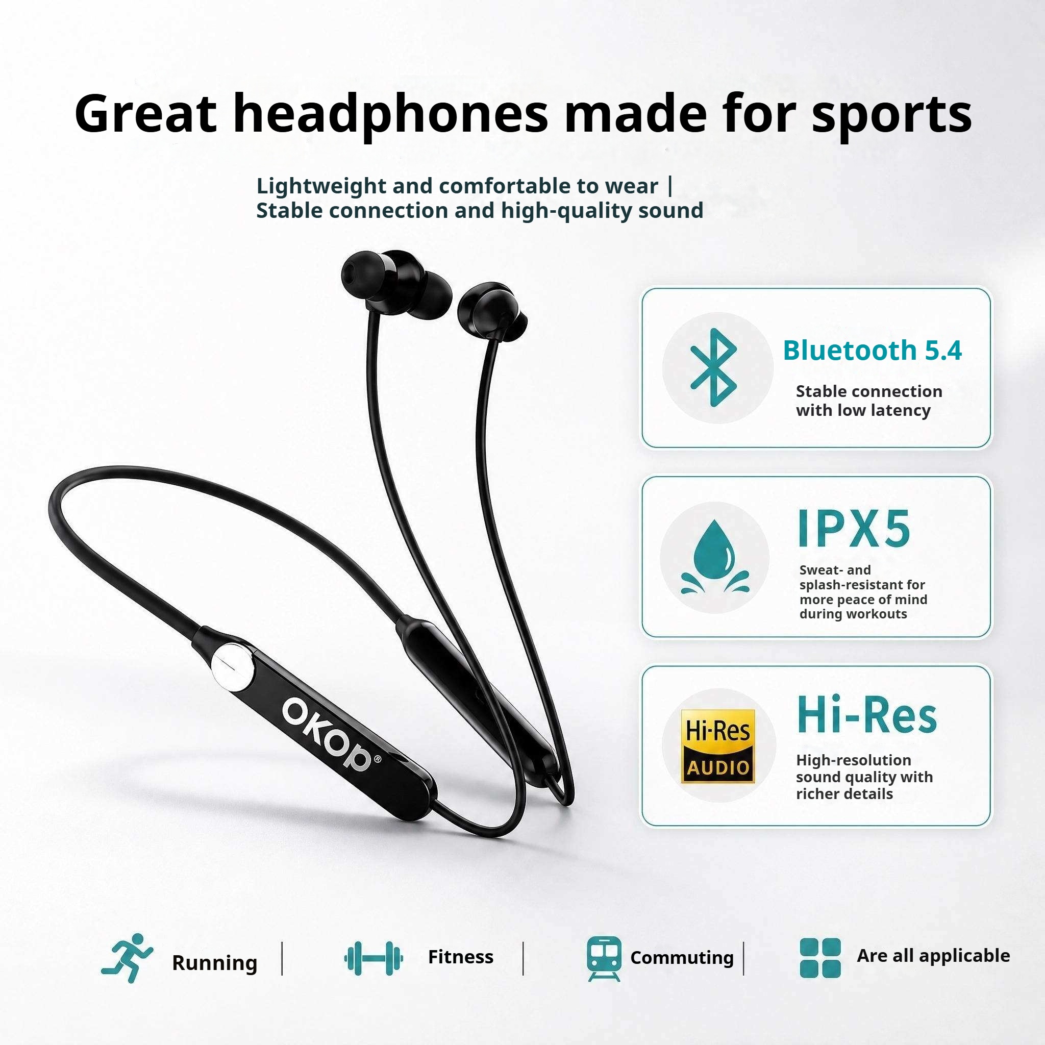 KP-260 Best-selling Wireless Bluetooth Sports Neckband Headphones Low Latency For Music Gaming Factory Stock Available photo 3