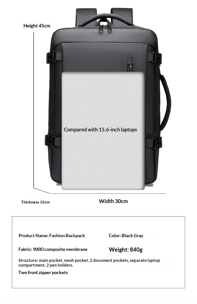 Minimally Designed Men's Business Backpack With A High-end Feel For Business Trips, Large Capacity Travel Backpack, Computer Bag, Backpack - Gray photo 6