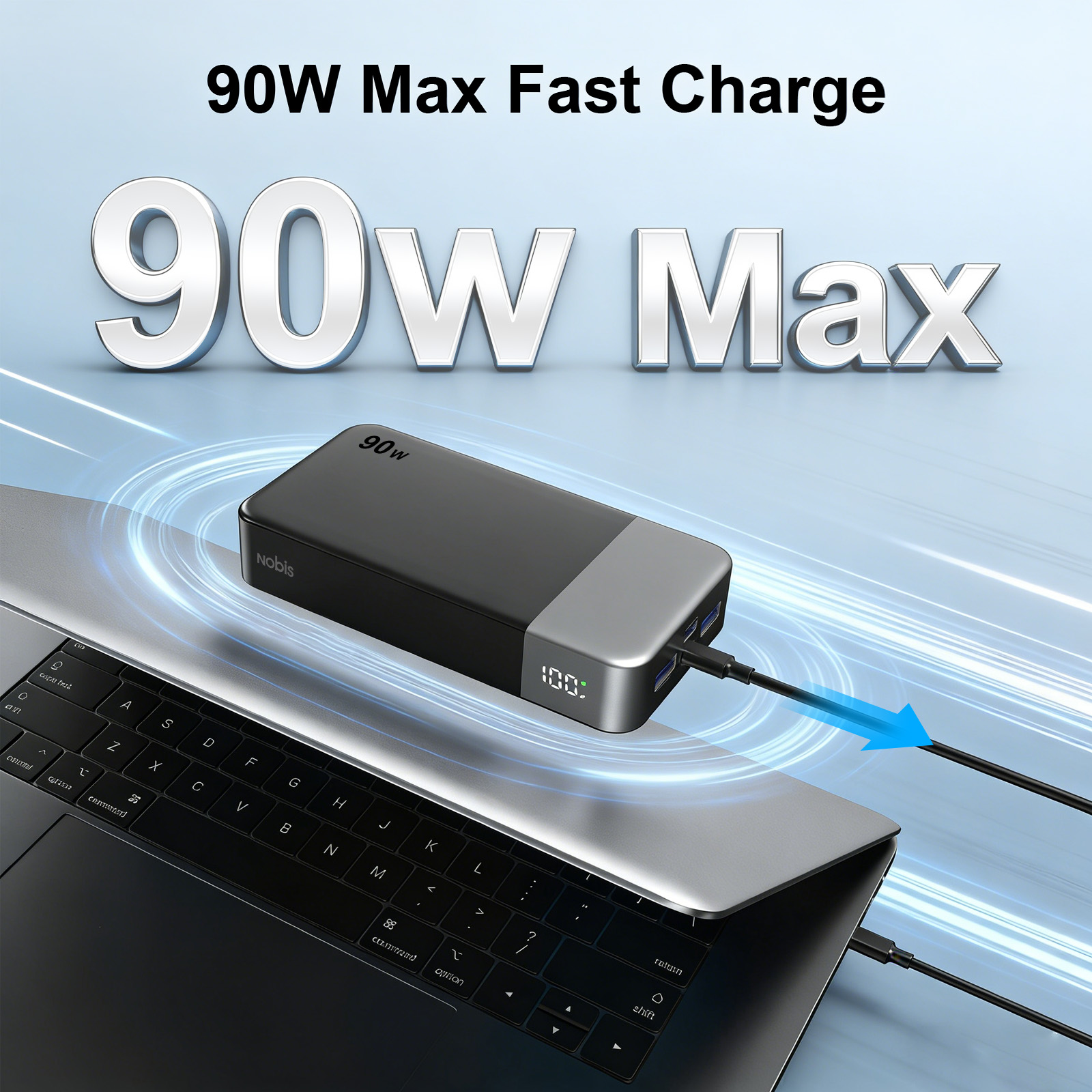 French Overseas Warehouse NOBIS 90W Portable Charger 20000mAh Fast Charging Power Bank For Laptop And Phone photo 3