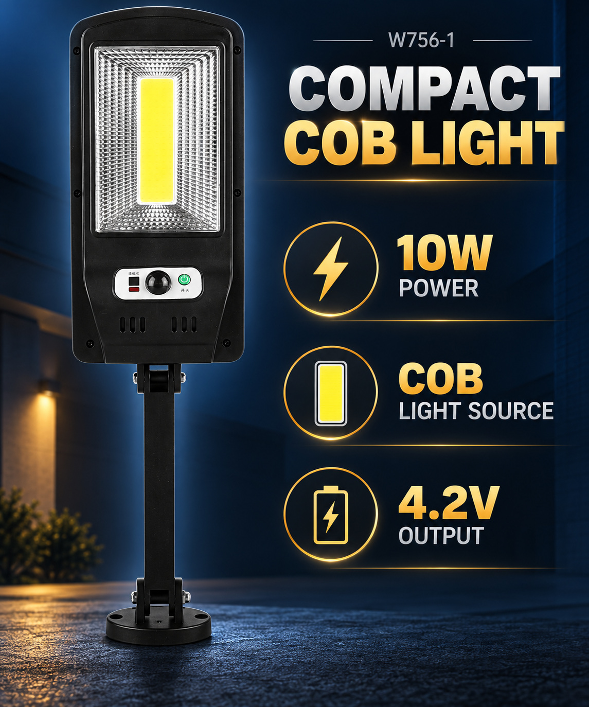 Solar Powered Rechargeable Motion Sensor Waterproof LED Work Light 10W 1500mAh For W756 1 Battery photo 5
