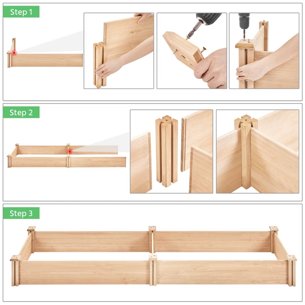 Divisible Planter Box For Home Vegetable Flower, 95inch L X 25inch W X 11inch H, Wood photo 5