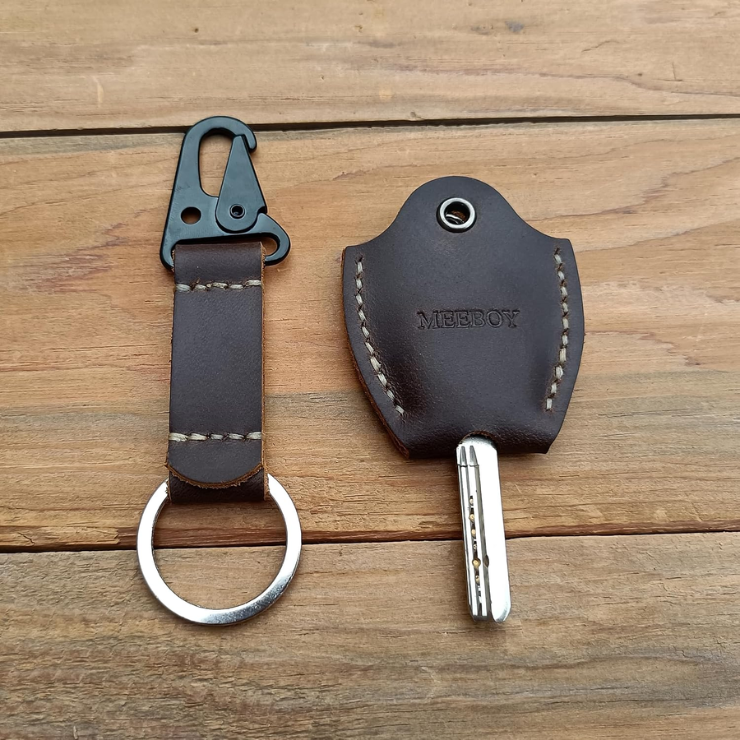 Handmade Leather Car Key Sleeve For Broken Key Car Key Cover For Men And Women Coffee photo 5