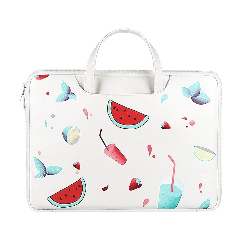 Watermelon Patterned Notebook Laptop Bag With 13 Inch Shock-absorbing Storage Compartment For Both Men And Women - Ivory White photo 1
