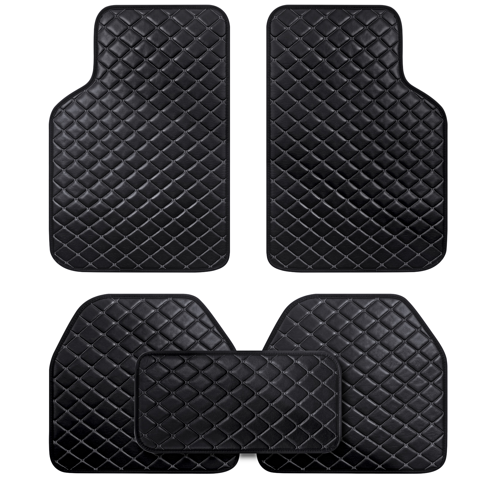 Light Luxury Nordic Minimalist Iamond Stitching Full Set Car Floor Mats, All Season Wear-Resistant Waterproof Anti-Slip Universal Auto Foot Liners For Most Sedans SUV Trucks photo 5