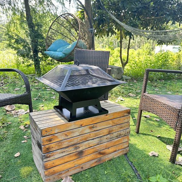 Modernisation Square BBQ Grill Outdoor Heater Garden Outdoor Fireplace Portable Fire Pit Contracted Barbecue Brazier Wood Stove photo 4