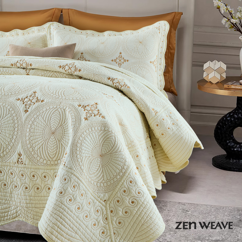 Quilted Bedspread Set  Cotton Filled Whole Sheet Quilting Skin-Friendly Soft Breathable Non-Slip Anti-Wrinkle No Static Electricity All-Season Lightweight Bedding No Clumping Pre-Shrunk Envelope photo 6