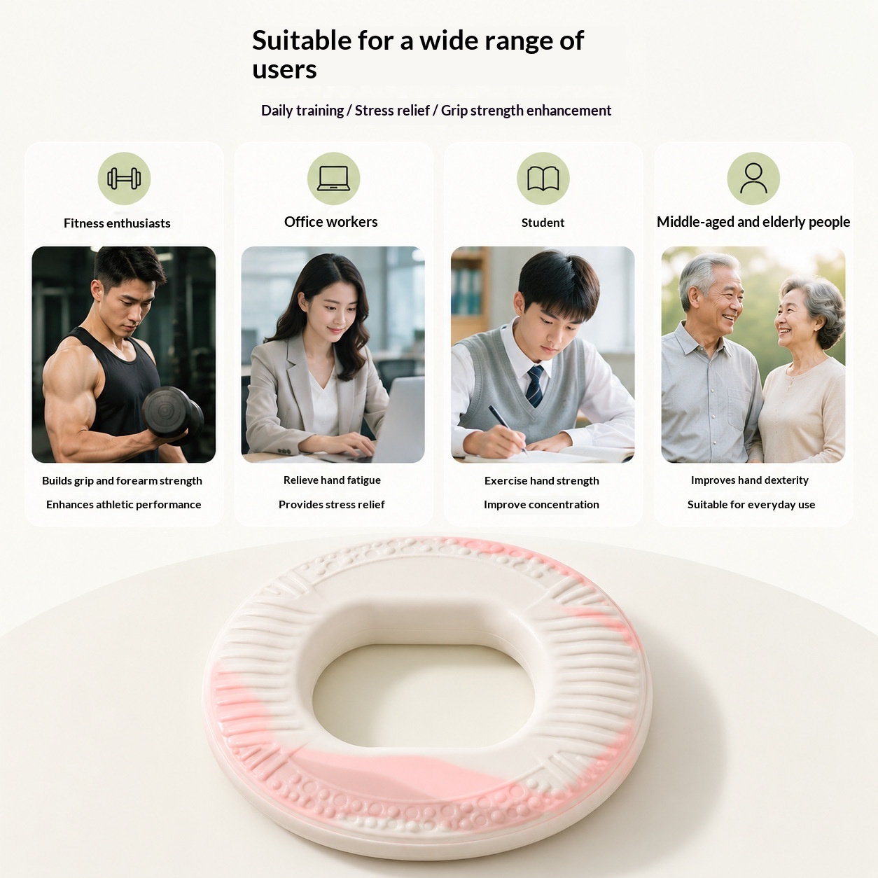 Silicone Grip Ring, Fitness Grip Strengthener, Hand Strength Training Device, Suitable For Both Men And Women, For Finger And Wrist Strength, And Rehabilitation Exercises photo 6