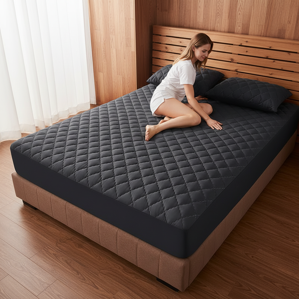 1PC Diamond Quilted Mattress Fitted Sheet, Deep Pocket Stretch Bed Cover For Bedroom photo 3