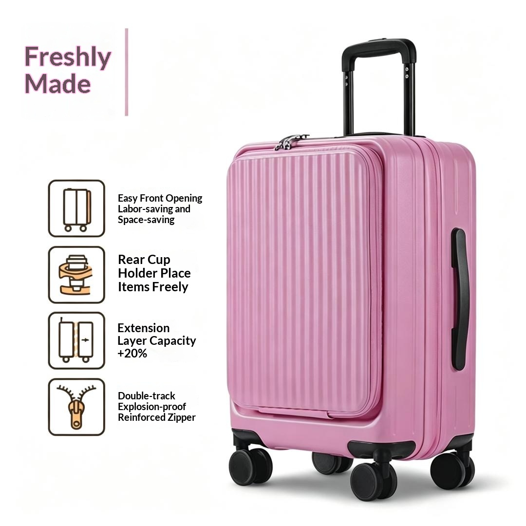 Dried Rose--New Side-Opening Expandable 20-Inch Carry-On Rolling Suitcase 26-Lock Travel Luggage 24-Large Capacity Leather Bag For Men And Women photo 1