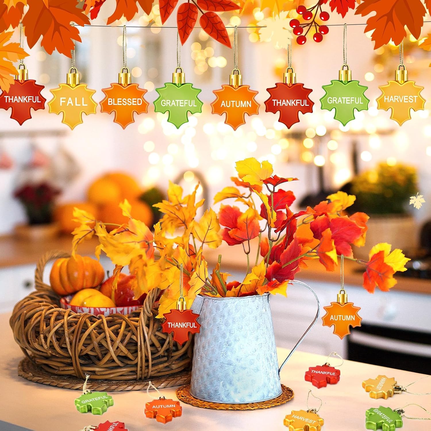 Fall Tree Ornaments 24 Units, Maple Leaf Thanksgiving Decorations For Autumn Tree, Home, Table, Party And Seasonal Decor photo 2