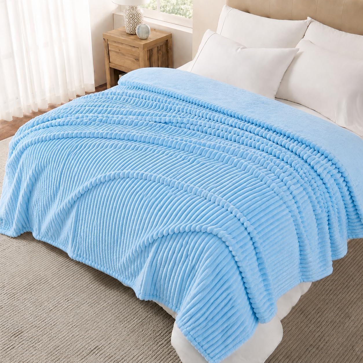 Blue Throw Blanket For Couch 50x60 Inch, Soft Sofa Blanket For Bedroom, Living Room And Home Decor photo 2