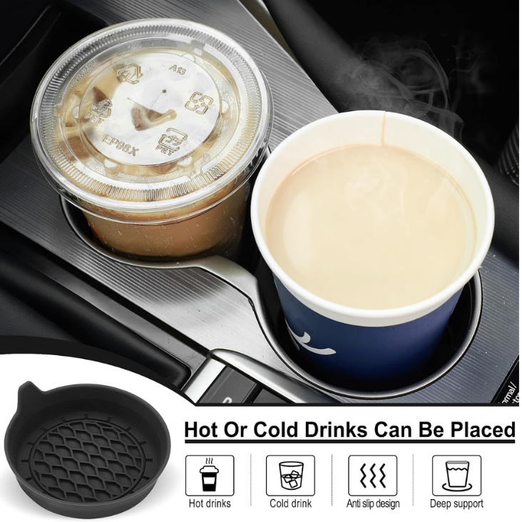 Car Cup Holder Coaster, Silicone Cup Holder Insert, Universal Non-Slip Cup Holders, Car Accessories Interior For Women And Man Interior Sets 4 Pack Black photo 5