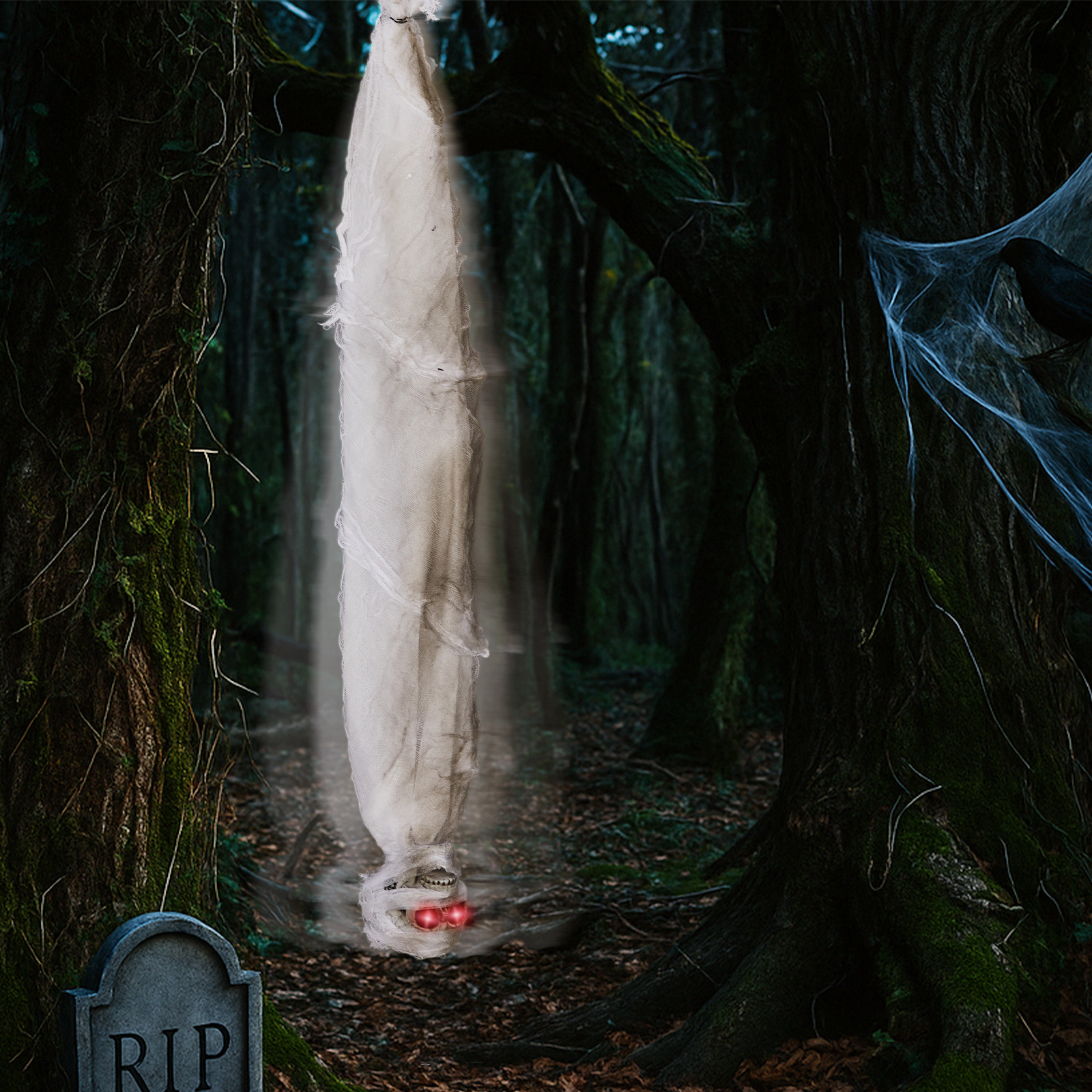 3ft Halloween Animated Hanging Cocoon Corpse Decoration,Dead Body Prop With Motion & Horror Scream,Haunted House Indoor And Outdoor Decorations,Creepy Tree Hanging Decor photo 5