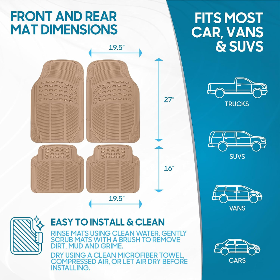 Floor Mats For Cars Trucks SUV, 4-Piece All-Weather Car Mats With Universal Fit Design, Durable Car Floor Mat With Capture Ridges, Waterproof Rubber Floor Mat For Cars photo 8