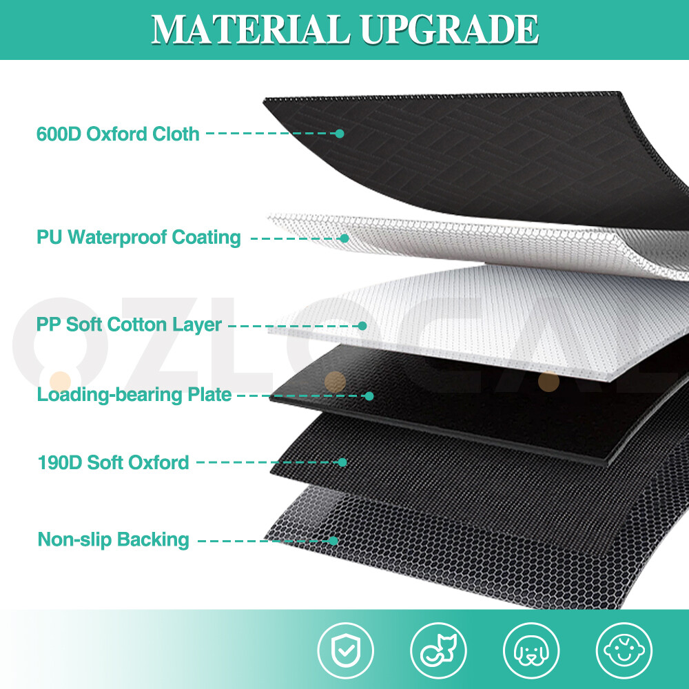 Hard Bottom Large Car Back Seat Mat Extender Protector Hammock For Dogs Black photo 2