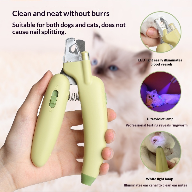 Banana Pet Nail Clippers Cat Nail Clippers Dog Nail Clippers With Light Anti-splash Nail Grinder Cat And Dog Supplies photo 6