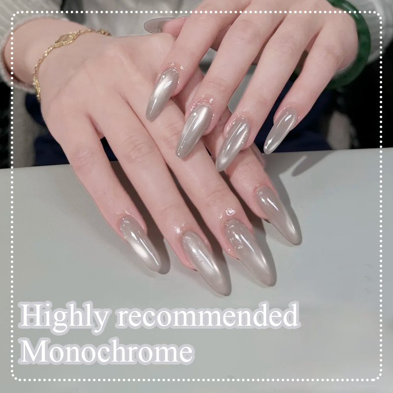 Ms Rainbow Starry Series Magnetic Cat Eye Gel Polish - Misty Grey Suitable For DIY Nail, Soak Off Magnetic Base For Salon & Home Manicure, Long Lasting Glass Bead Shimmer Polish For Nail Lovers, photo 3