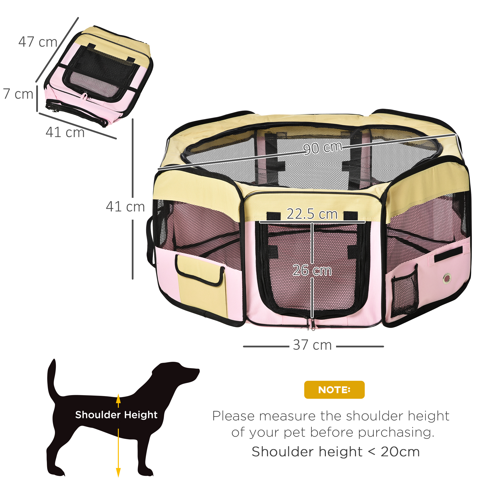 Fabric Pet Whelping Box Dog Cat Puppy Playpen Rabbit Guinea Pig Play Pen In P Ink With Carry Bag Small Dia 90 X 41Hcm photo 7
