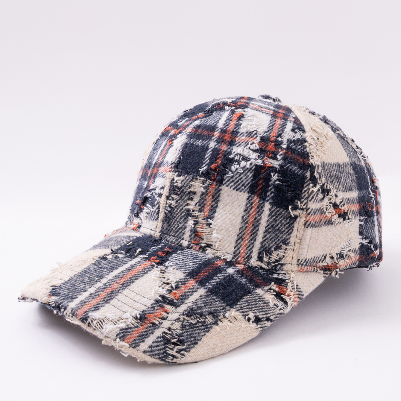 Cross-border Fashion Multi-color Patched Checkered Baseball Cap With Distressed And Brushed Finish - A Color-matched Hat For Daily Outings And Casual Wear photo 4